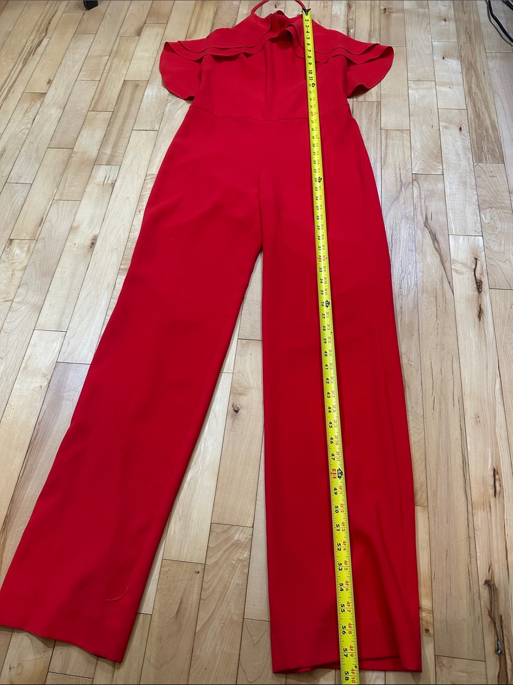 INTERMIX Red Ruffle Halter Jumpsuit - Picture 4 of 9